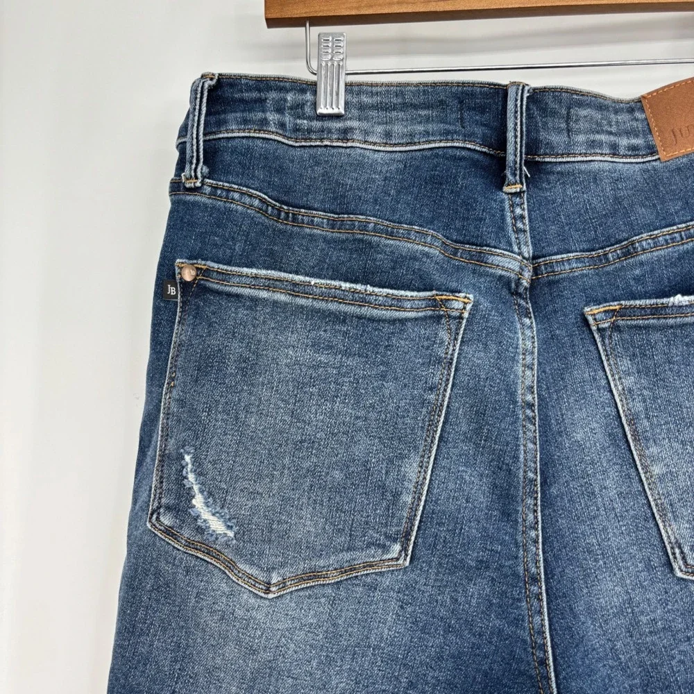 Judy Blue 1XL High Waist Tummy Control Long Shorts Dark Wash Stretch Denim Plus